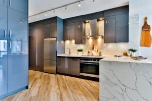 beautifully lit kitchen with track lighting